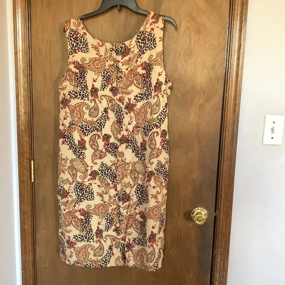 Vintage dress sleeveless paisley animal print  casual office boho XL - Picture 15 of 16